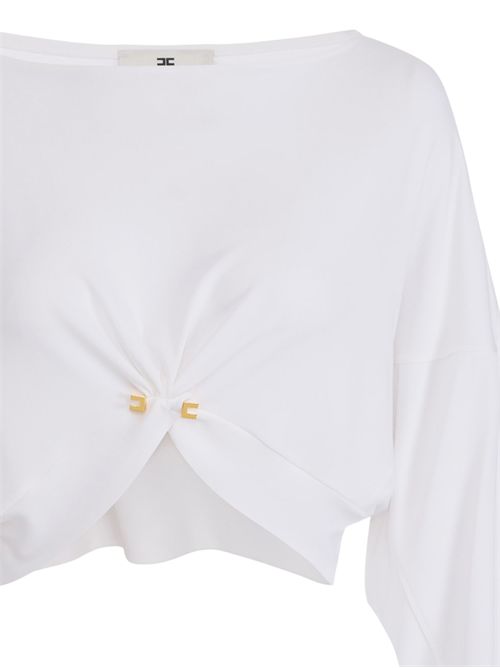 Maglia in jersey crepe Burro con piercing Elisabetta Franchi | MD00251E2360